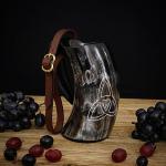 Viking Drinking Horn Mug with Leather Holster