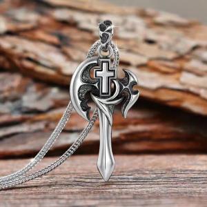 Celtic Axe Sword Viking Cross Pendant 20" Necklace