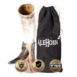 Viking Drinking Horn with Stand – Natural Ox Horn