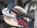 Viking Axe with Wolf Face Engraving - Functional Tomahawk