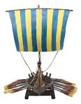 Norse Dragon Longship Model Statue with Base