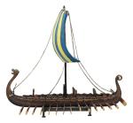 Norse Dragon Longship Model Statue with Base