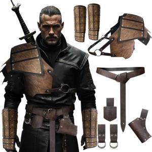 Men's Viking Shoulder Armor Set with Leather Accessories