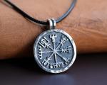 Baldur Silver Vegvisir Viking Compass Necklace