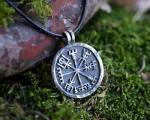 Baldur Silver Vegvisir Viking Compass Necklace