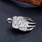 Silver Viking Bear Paw Pendant Necklace for Men