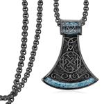 Turquoise Viking Axe Necklace in Sterling Silver