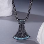 Turquoise Viking Axe Necklace in Sterling Silver
