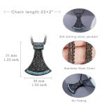 Turquoise Viking Axe Necklace in Sterling Silver