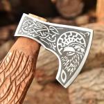Eagle Engraved Viking Throwing Axe - Hand-Forged
