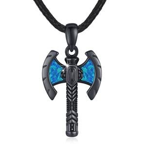 Men's Viking Double-Headed Axe Necklace in Silver