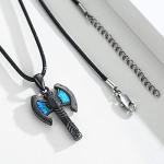 Men's Viking Double-Headed Axe Necklace in Silver