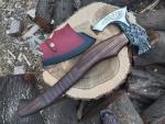 Viking Axe with Wolf Face Engraving - Functional Tomahawk