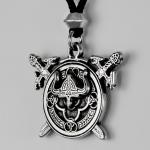 Pewter Viking Berserker Shield Pendant Necklace
