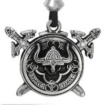 Pewter Viking Berserker Shield Pendant Necklace