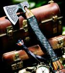 Custom Forged Carbon Steel Viking Axe with Rosewood