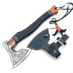 Custom Forged Carbon Steel Viking Axe with Rosewood
