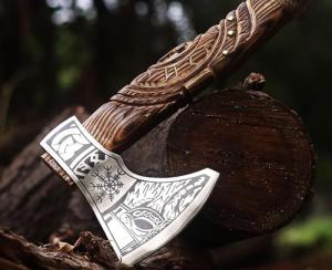 Hand-Forged Viking Axe with Leather Sheath