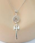 Viking Silver Axe Necklace Pendant Charm