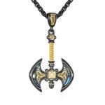 Sterling Silver Viking Axe Necklace with Abalone Shell