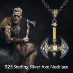 Sterling Silver Viking Axe Necklace with Abalone Shell