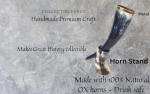 Vintage Viking Drinking Horn with Stand for Mead