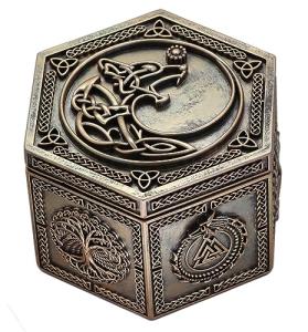 Norse Viking Jewelry Box with Wolf Design