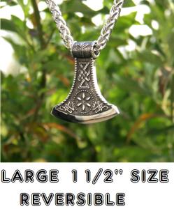 Large Celtic Viking Axe Pendant Necklace for Men