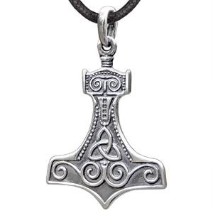 Sterling Silver Thor's Hammer Necklace with Triquetra