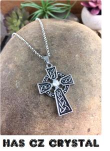 Celtic Knot Viking Cross Sterling Silver Necklace