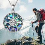 Viking Compass Necklace with Abalone Shell Pendant