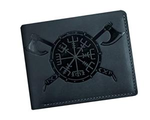 Viking Leather RFID Wallet with Vegvisir Design