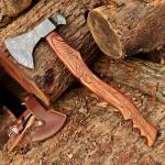 Custom Damascus Steel Viking Bearded Camping Hatchet