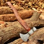 Custom Damascus Steel Viking Bearded Camping Hatchet