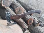 Viking Axe with Wolf Face Engraving - Functional Tomahawk