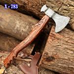 Custom Damascus Steel Viking Bearded Camping Hatchet