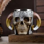 Meyas Viking Skull Mug – Stainless Steel Tankard