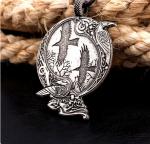 Large Celtic Crow Raven Viking Pendant Necklace