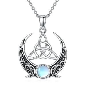 Triple Moon Sterling Silver Pendant Necklace