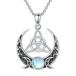 Triple Moon Sterling Silver Pendant Necklace