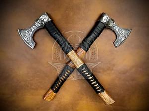 Norse Viking Hand-Forged Axe with Leather Sheath