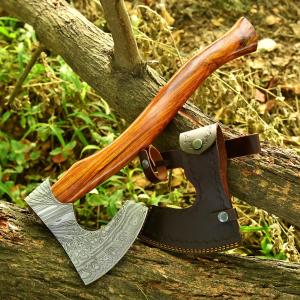 Personalized Hand Forged Damascus Steel Viking Hatchet