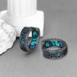 Men's Black Viking Rune Hoop Earrings in Silver