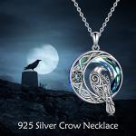 Raven Necklace with Crystal and Crescent Moon