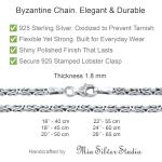 Sterling Silver Byzantine Chain Necklace for All Sizes