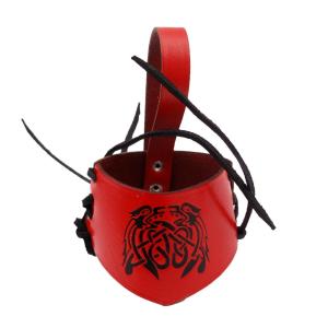 Red Leather Drinking Horn Holster - Viking Style