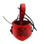 Red Leather Drinking Horn Holster - Viking Style