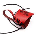 Red Leather Drinking Horn Holster - Viking Style