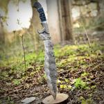 Damascus Steel Viking Knife with Curved Blade