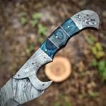 Damascus Steel Viking Knife with Curved Blade